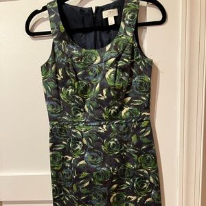 Ann Taylor Loft Women's Floral Dress Size 0 Blue And Green Work Wear
